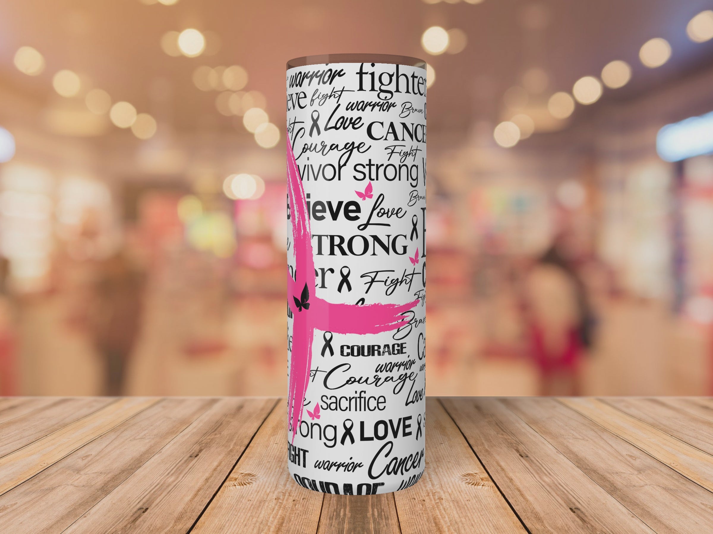 Breast Cancer Word Art Tumbler