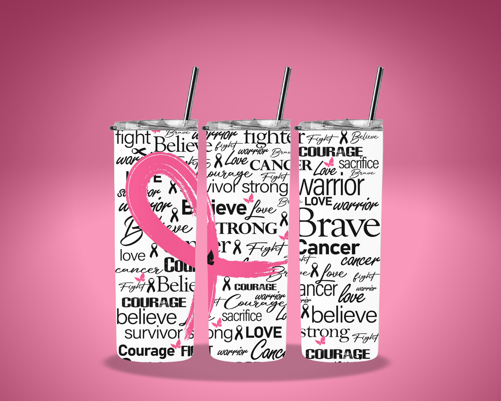 Breast Cancer Word Art Tumbler