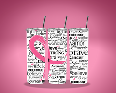 Breast Cancer Word Art Tumbler