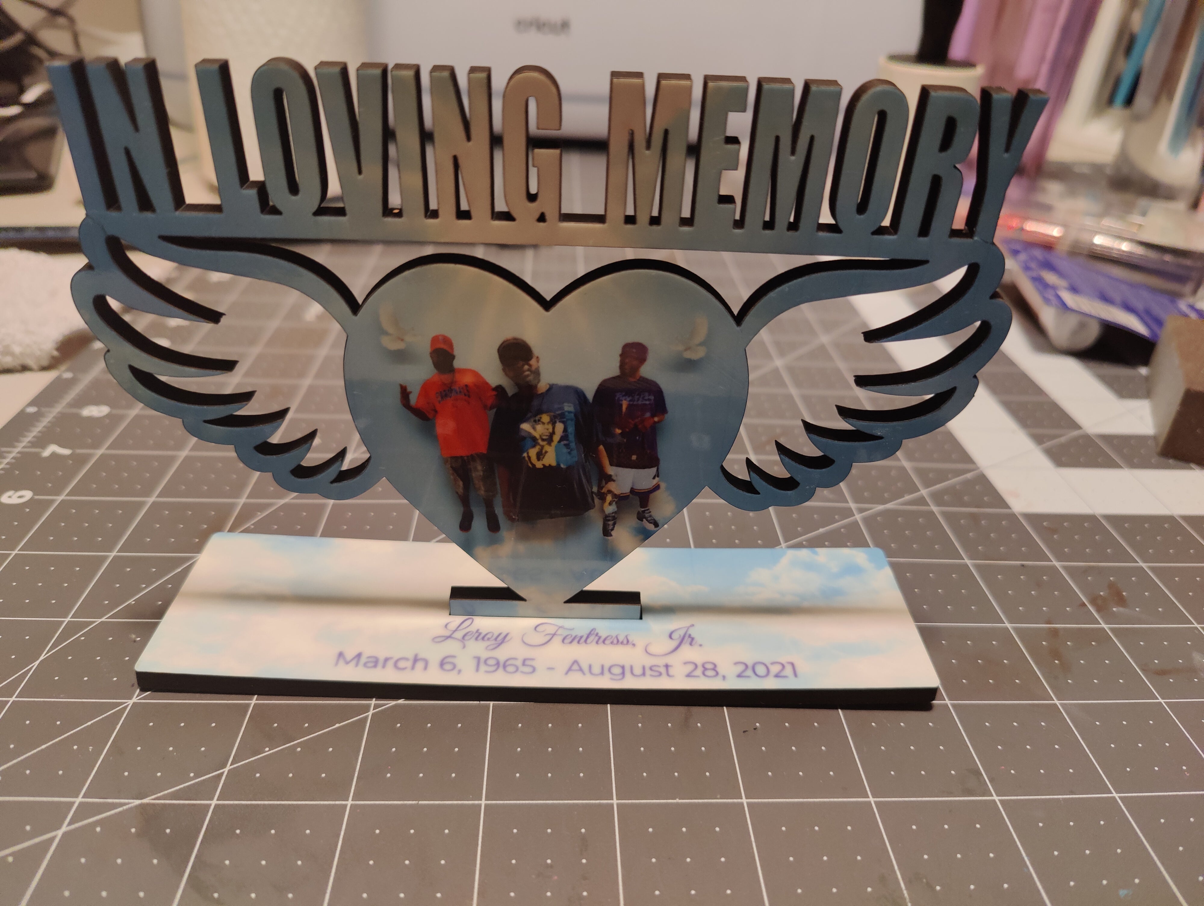 In Loving Memory with Wings Photo Stand